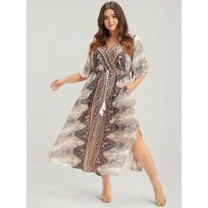 Bloomchic Bandana BohoTassel Trim Elastic Waist Kaftan Dress size 22